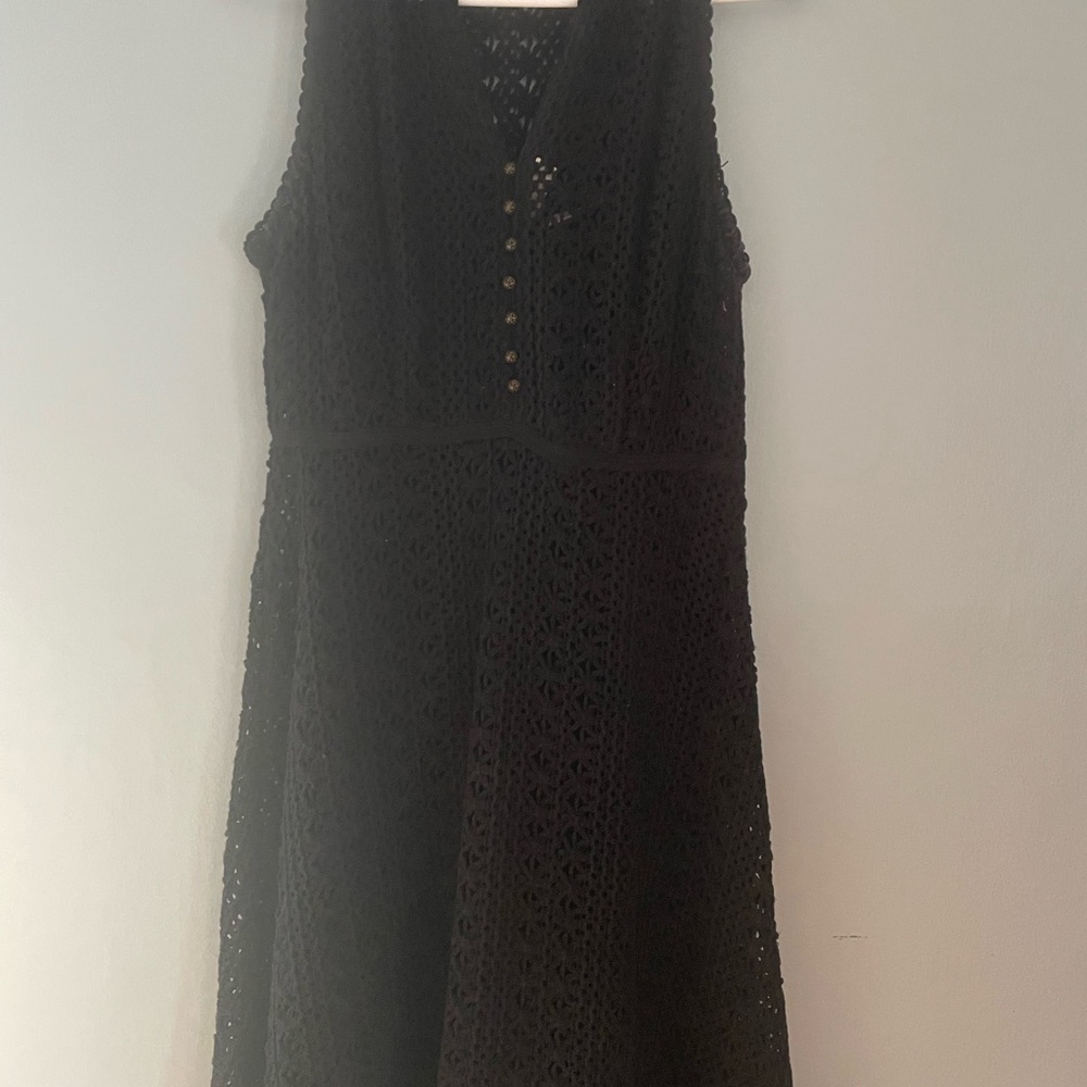 Anthropologie Black Sleeveless crocheted Dress